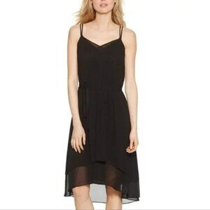 WHITE HOUSE BLACK MARKET   BLACK PINTUCK SOFT HI-LOW COCKTAIL DRESS SIZE: 4 NWT